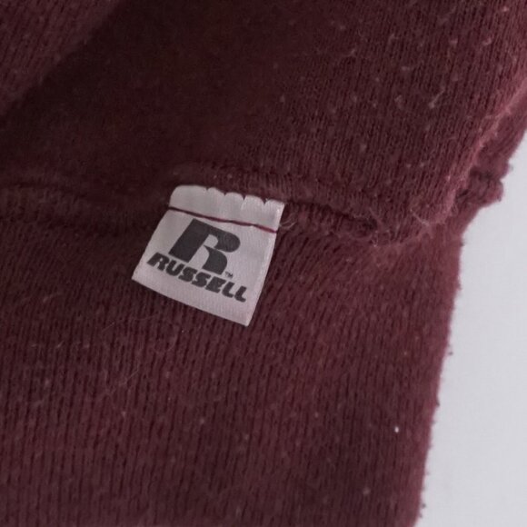 Vintage '90S Russell Athletic Maroon Blank Cotton Crewneck Sweater 2XL - Picture 4 of 7